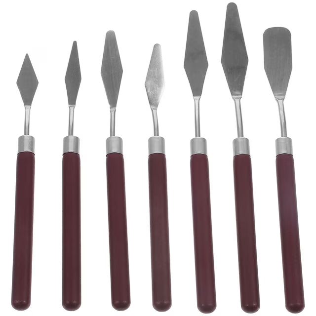 7 espátulas de madera para pintar, herramientas para mezclar pintura artística.