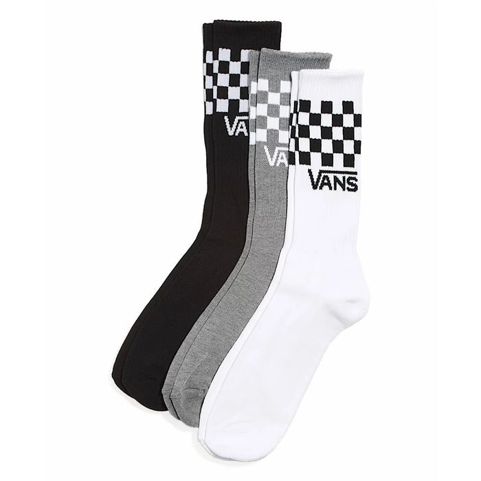 Calcetines Vans Classic Check Crew (paquete de 3) - Cuadros negros/blancos