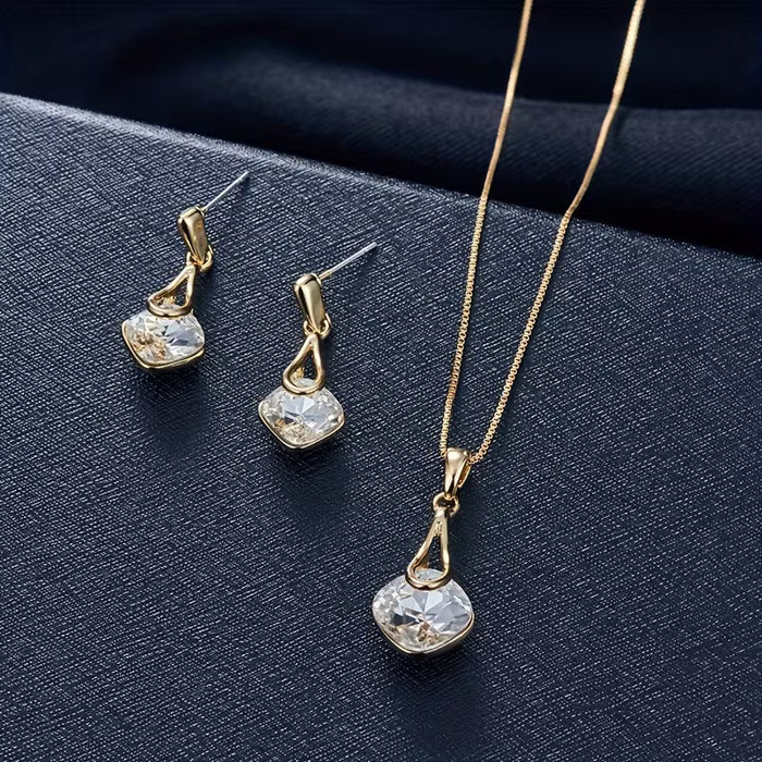1 Collar + un par de aretes set elegante para mujer
