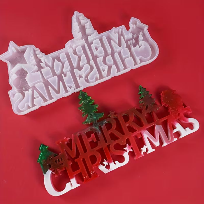 Molde de silicona para árbol de Navidad para árbol Feliz Navidad de resina DIY