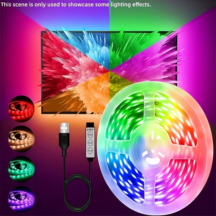 Tira de luces LED, barra de luz multicolor RGB, con control de 3 botones 5m