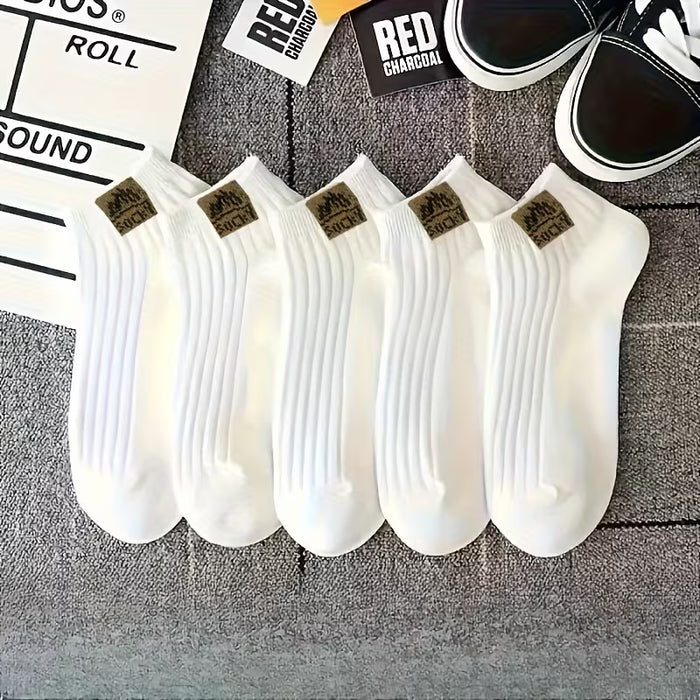 Calcetines Cortos para Hombre y Mujer - 5 Pares, Color Sólido