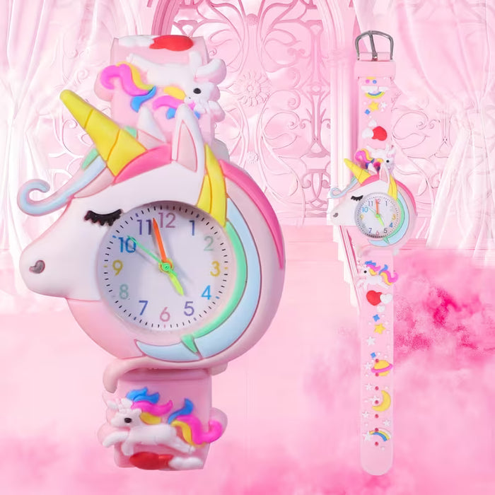 Reloj de pulsera para niños con tema de unicornio, moda casual