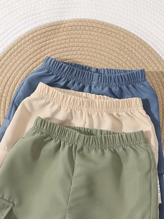 BHCHNTIY 3 Pantalones para Niños con Bolsillo Falso - Overoles Casuales
