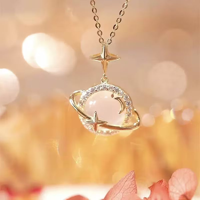 1 collar con colgante elegante para mujer, incrustado con piedra sintética