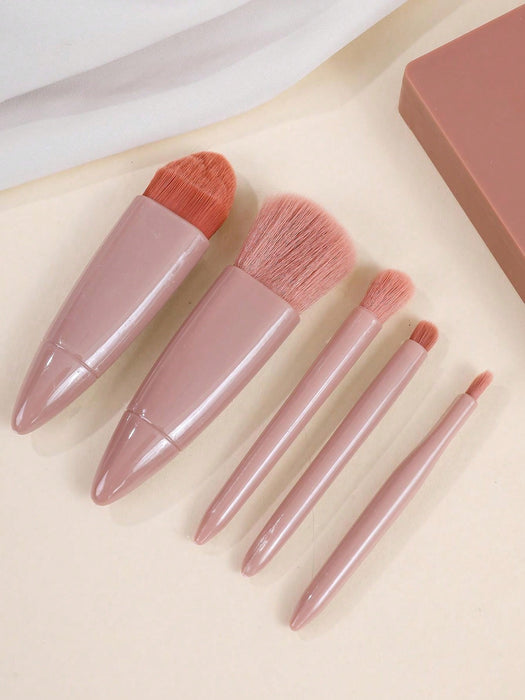 5 piezas Juego de brochas de maquillaje con caja espejo