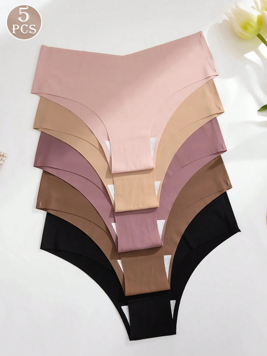5pcs de ropa interior femenina sin costuras, braga invisible cómoda y amigable con la piel