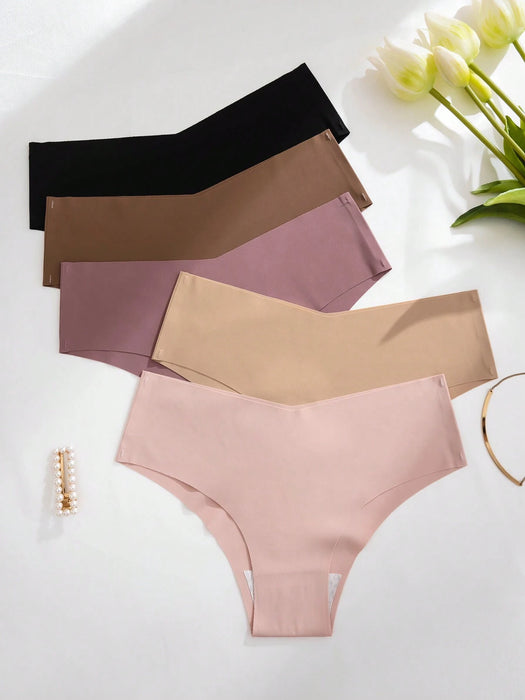5pcs de ropa interior femenina sin costuras, braga invisible cómoda y amigable con la piel