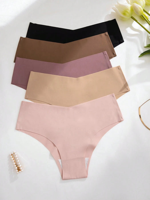 5pcs de ropa interior femenina sin costuras, braga invisible cómoda y amigable con la piel