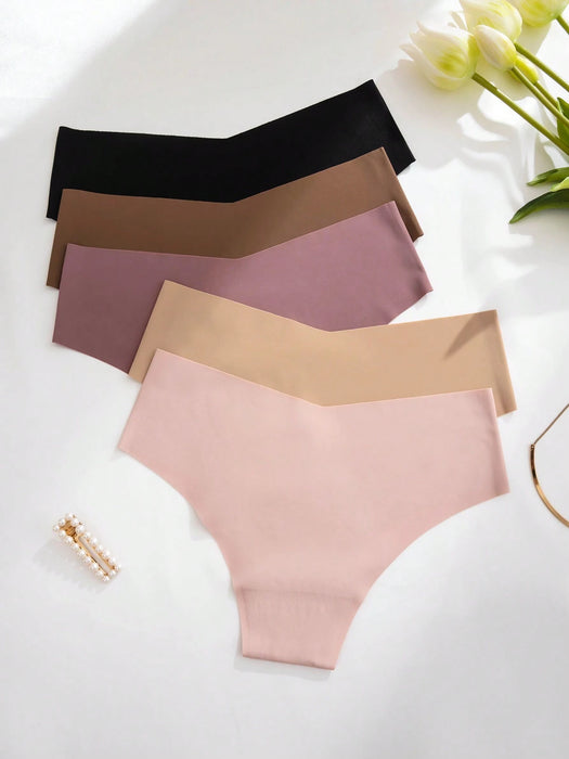 5pcs de ropa interior femenina sin costuras, braga invisible cómoda y amigable con la piel