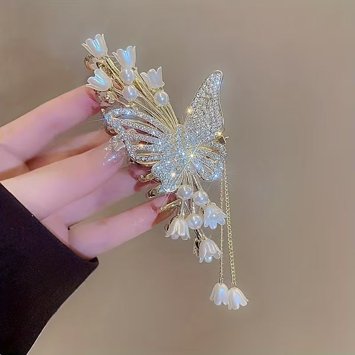 Elegantes y finas adornos para el cabello de mariposa adornados con diamantes de imitación