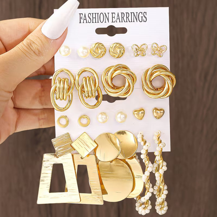 11pcs Juego de Aretes de Estilo Bohemio para Mujer, Pendientes de Corazón