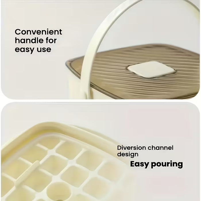 Cubo de Hielo Easy-Press de Gran Capacidad para Congelador de Doble Capa para 48 Cubos