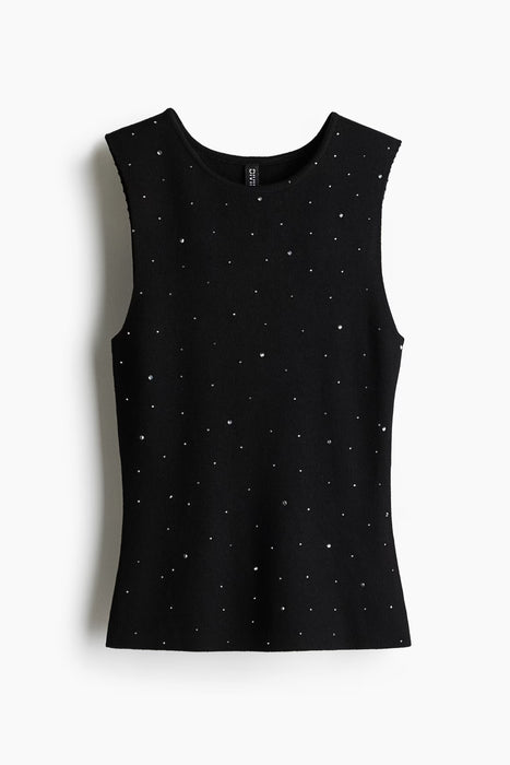 H&M Top sin mangas adornado con diamantes de imitación