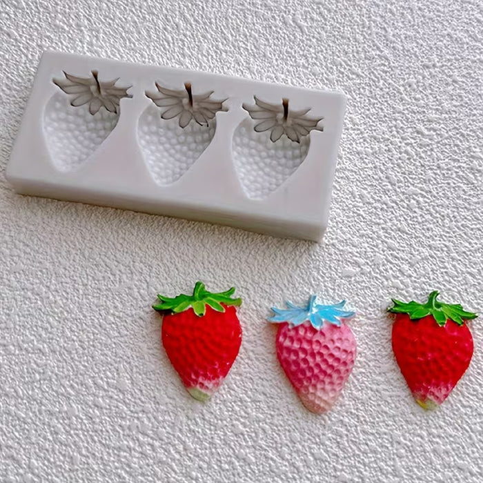 Molde de silicona de tres fresas rectas es adecuado para velas de artesanías de arcilla