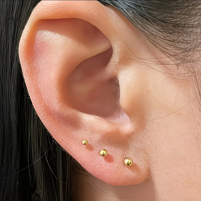 1 Par de aretes esféricos con tornillo con diseño de disco redondo