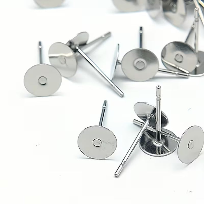 100 Pares (200 piezas) Soporte para Aretes, Estilo Vintage en Acero Inoxidable de 4mm