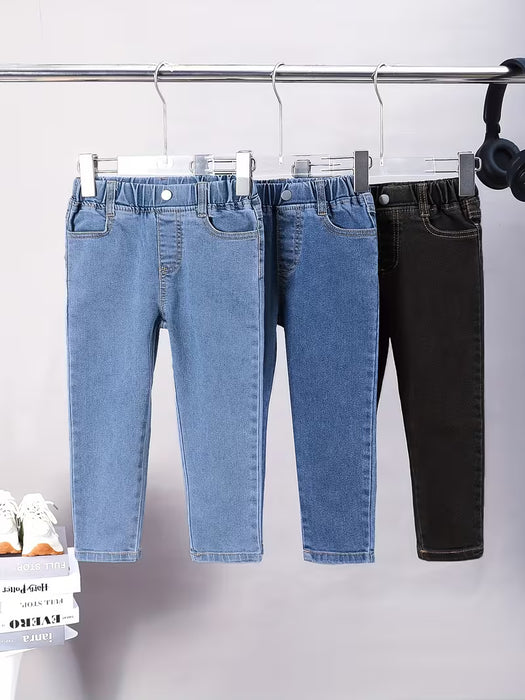 Pack de Tres Pantalones Vaqueros Casuales Unisex con Cintura Elástica
