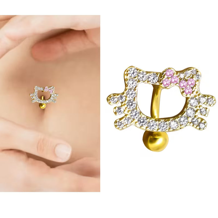 SHEIN 1 pieza de anillo para ombligo estilo cartoon con decoración rosa