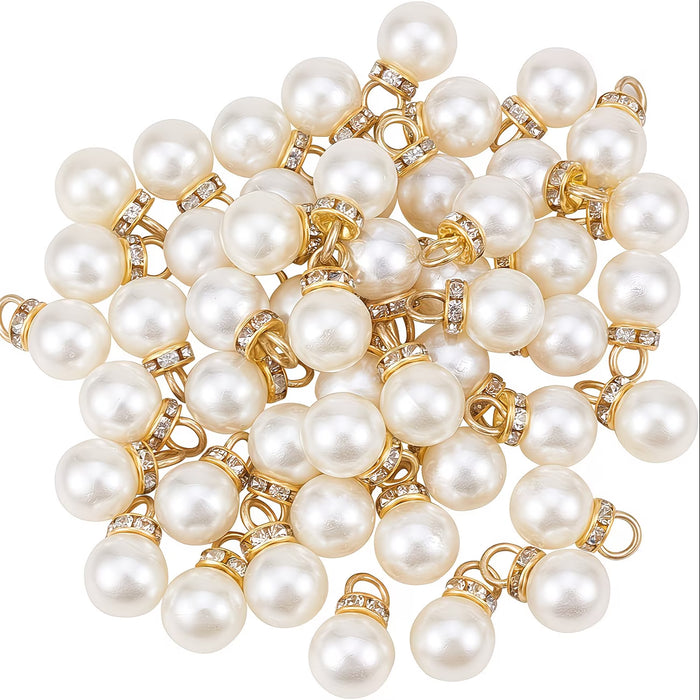 50 unidades de 12mm de Perlas Blancas de Imitación para hacer Pendientes y Colgantes