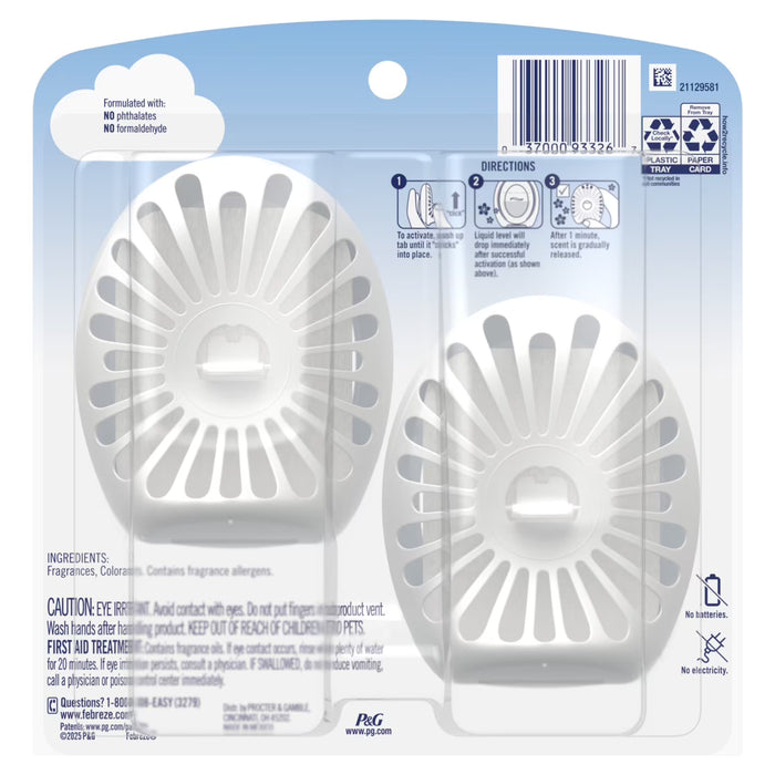Ambientador para baño Febreze, combate los malos olores, aroma a lino y cielo, paquete de 2 unidades