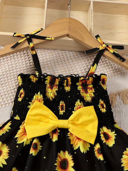 Conjunto de Dos Piezas para Niñas: Vestido con Estampado + Sombrero