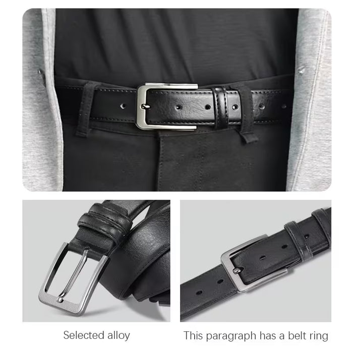 Cinturón elegante para hombre con hebilla de pin. Es casual, versátil y duradero.