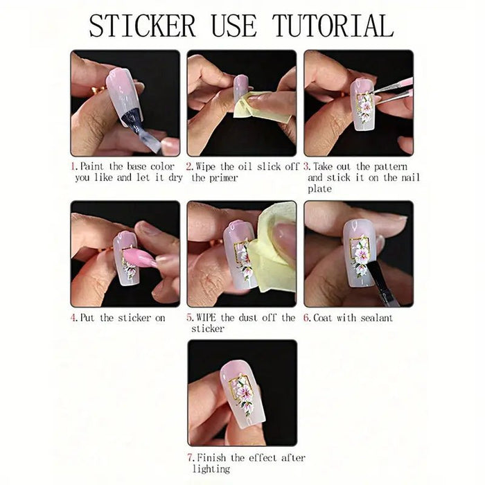 5D Pegatinas de uñas con ondas de fantasía francesa en relieve - Quierox - Tienda Online