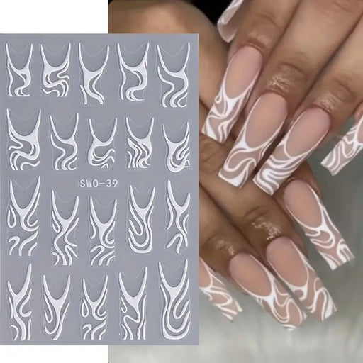 5D Pegatinas de uñas con ondas de fantasía francesa en relieve - Quierox - Tienda Online