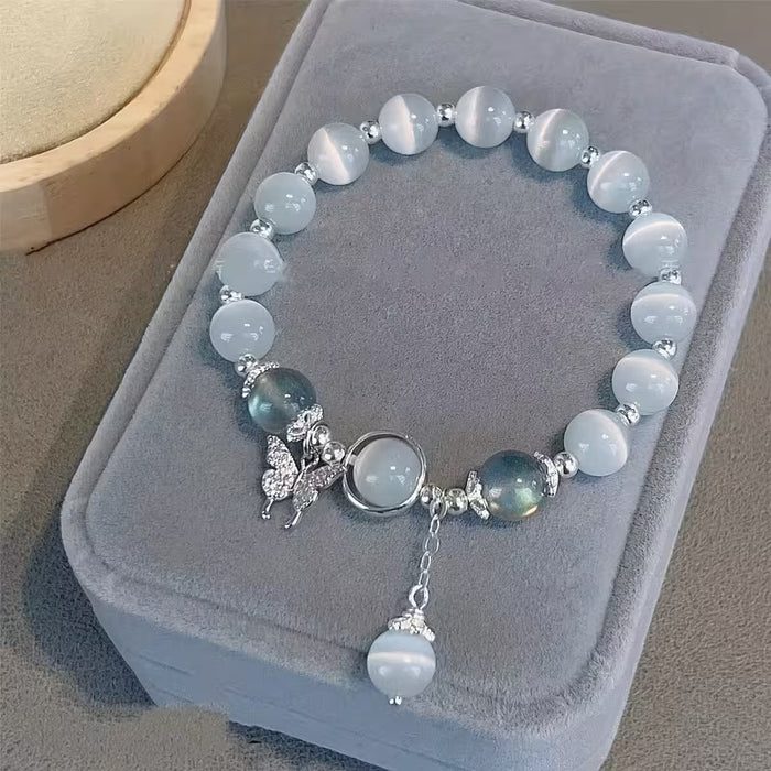 Pulsera de Imitación Ojo de Gato y Mariposa para Mujer