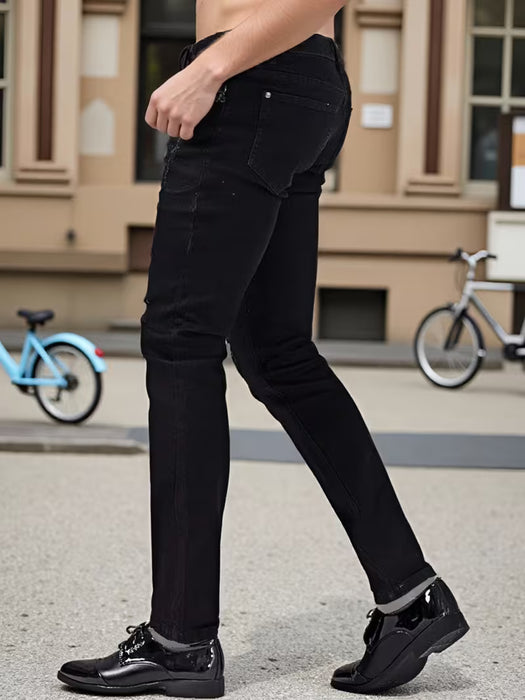 Pantalones Slim-Fit para Hombre con Detalles Desgastados