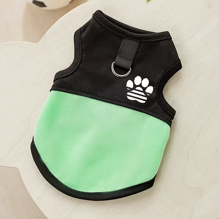 Chaleco de Malla Transpirable con Huella de Pata, Lavable a Máquina, Ropa para Mascotas