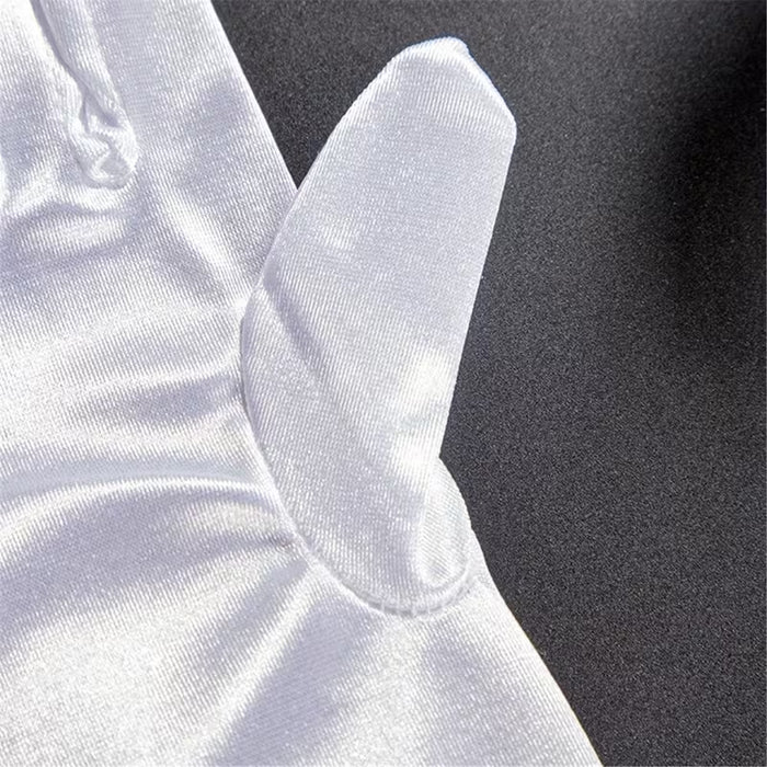 Guantes Elegantes con Lazo Blanco - Guantes de Fiesta Deslumbrantes Adornados con Diseños Florales