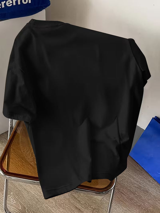 Camiseta de Estilo Urbano para Hombre Cuello Redondo Holgado, Manga Corta de Verano