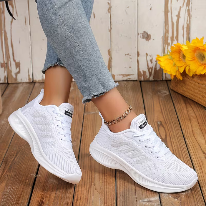 Zapatillas deportivas de mujer, con lazo frontal, tejido a rayas