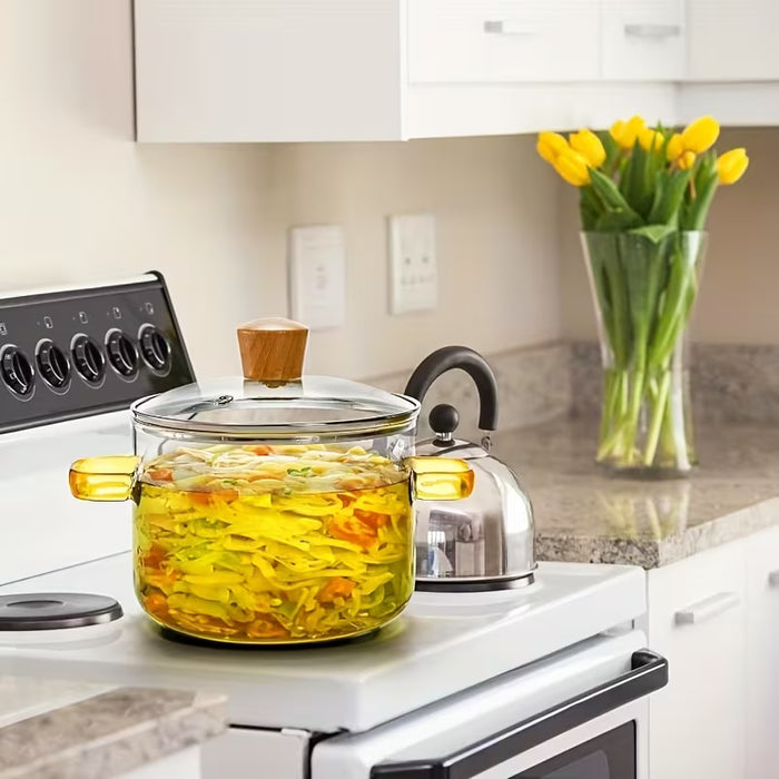 1 olla a baja temperatura de borosilicato resistente al calor con cubierta y doble asa