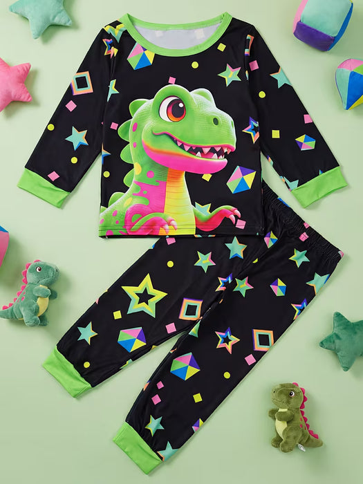 Conjunto de 2 piezas para niños con diseño de dinosaurio de dibujos animados, elemento estrella creativo