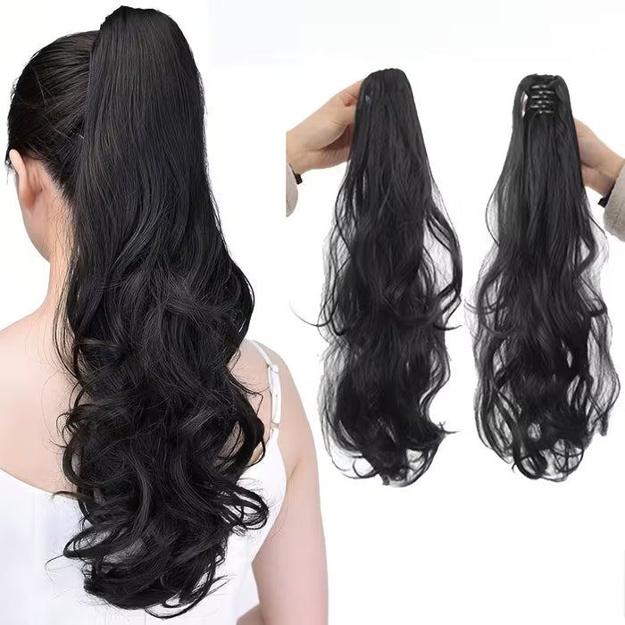 Extensión de cabello de cola de caballo ondulada con pinza 20inch