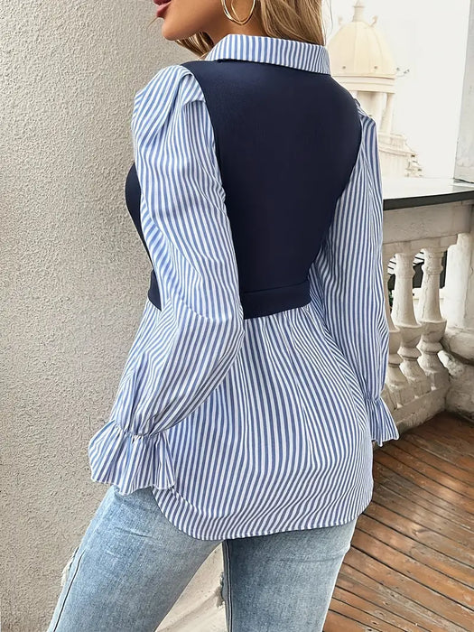 Camiseta de manga larga con parches de rayas direccionales para trabajar
