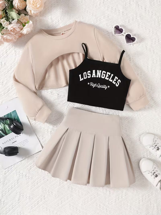Conjunto de tres piezas para exteriores de primavera y otoño para niñas