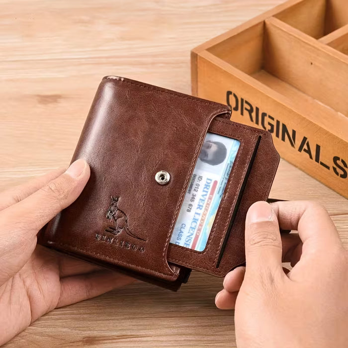 Cartera de Cuero PU Personalizada para Hombres con Ranuras para Tarjetas con Bloqueo RFID