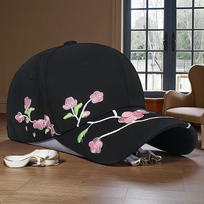Gorra de Béisbol para Mujer con Bordado de Flores a la Moda