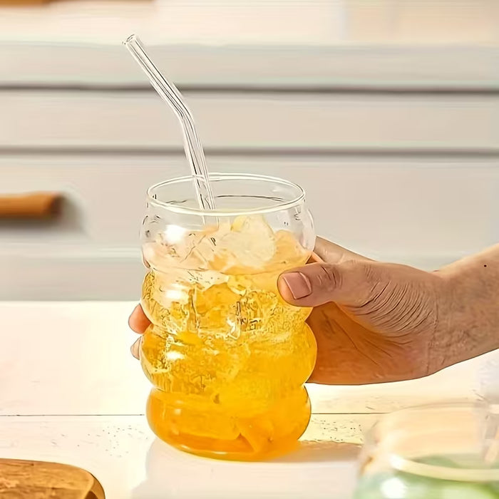 2 vasos de batidos con pajitas ondulados diseño espiral