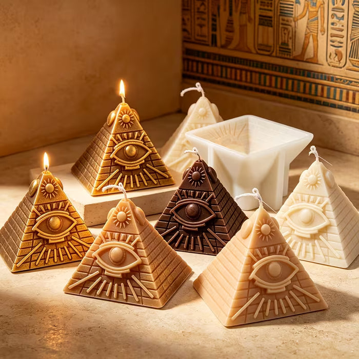 1pc Molde de silicona para velas piramidal de mal de ojo 3D