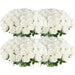 5pcs Flores de rosa artificiales blancas con tallos y 6 hojas, rosas falsas realistas - Quierox - Tienda Online