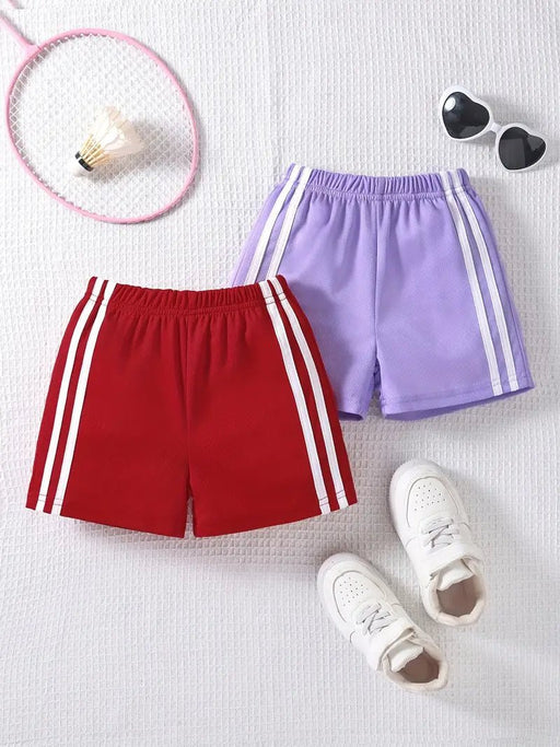 5pcs Shorts Atléticos a Rayas para Niñas - Malla Transpirable colores aleatorios - Quierox - Tienda Online