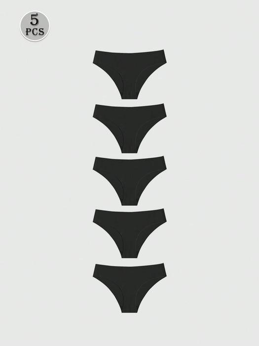 Shein Paquete de 5 bragas sexys sin costuras para mujer de talle bajo, fina y transpirable