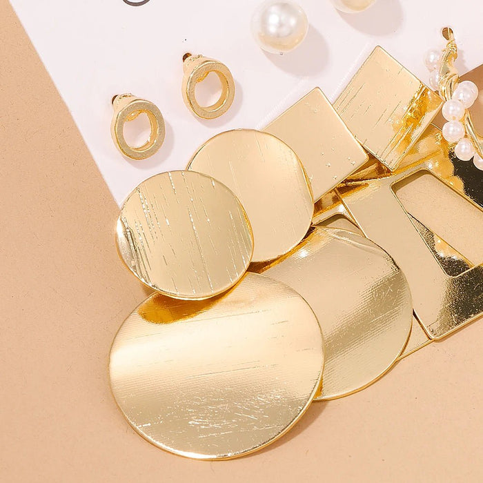 6 pares de delicados pendientes de aleación con diseño de perlas de imitación - Quierox - Tienda Online