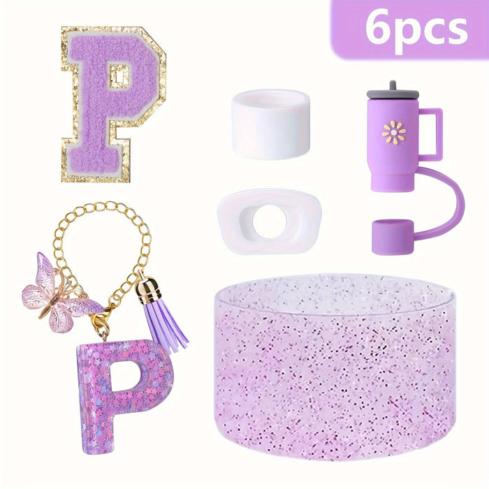 6 piezas de accesorios para vasos para vasos de 30 OZ y 40 OZ con asa con letra - Quierox - Tienda Online