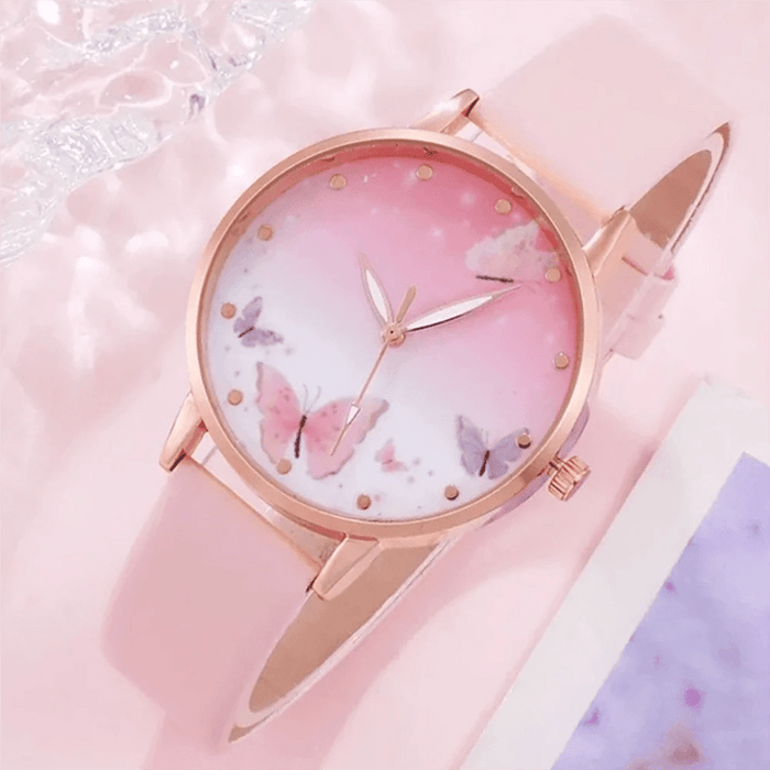 6 piezas/set Reloj de cuarzo para mujer con diseño de mariposa - Quierox - Tienda Online